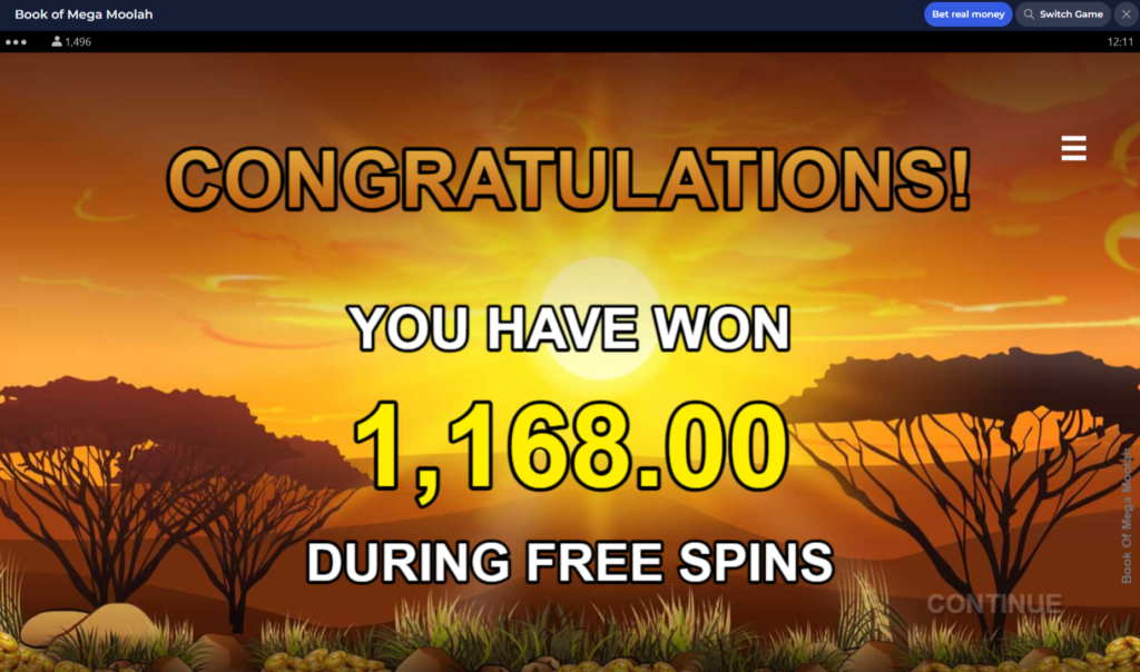 Book of Mega Moolah Progressive Jackpot Prize