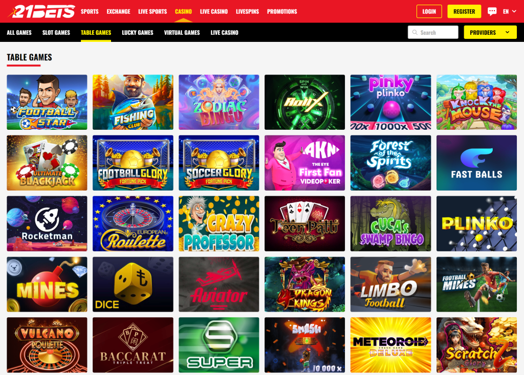 21Bets Casino Table Games