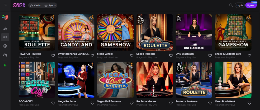 Memo Casino Live Games